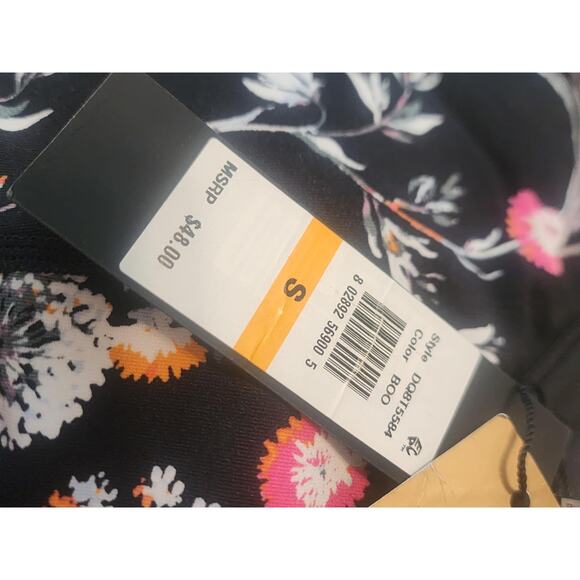 Donna Karan High Neck Sports Bra - S - Black Floral NWT - Picture 2 of 6